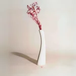 NIH HANDMADE LONG HIGHT WHITE COLOR CERAMIC VASE.