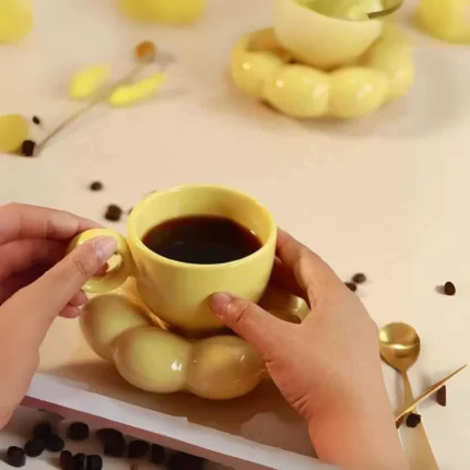 NIH Yellow Ceramic Bubble Cup Saucer For You.