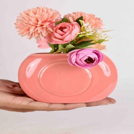 NIH CERAMIC LIGHT PINK SMALL  FLOWER VASE FOR DECORATION