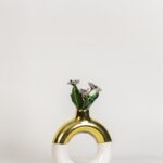Hand Made Ceramic gold and White color baby Vase