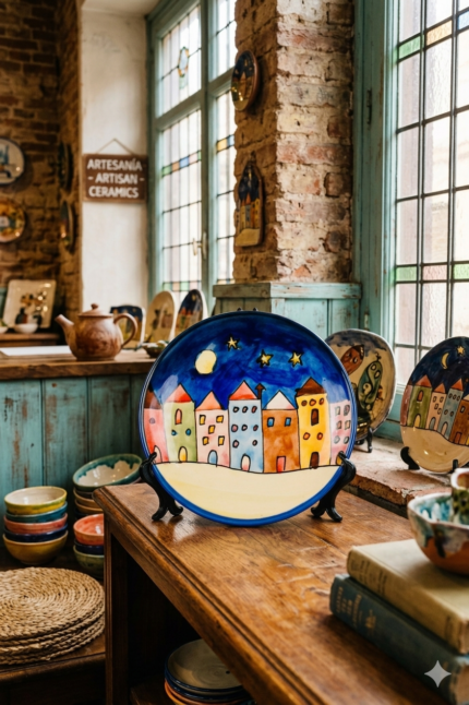 NIH Handmade Ceramic Designer Plates with handmade printing.