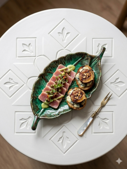 The NIH handmade food features a leaf design with pleats.