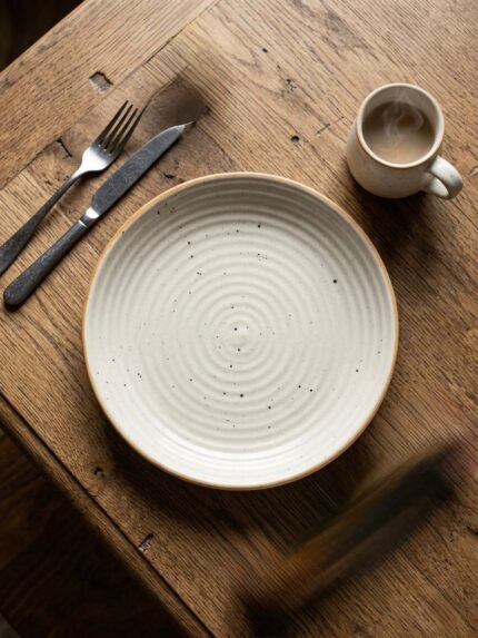 NIH Hand made Minimalist Arctic White Ceramic Dinner Plate